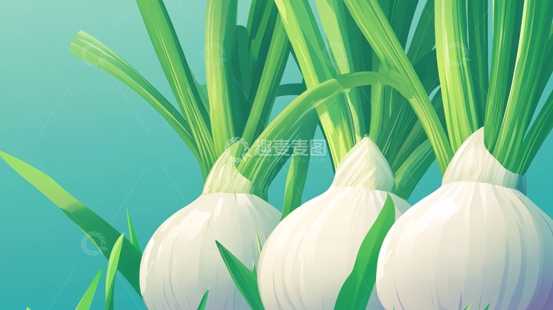 高清大图下载【趣麦麦图】蒜苗插画2