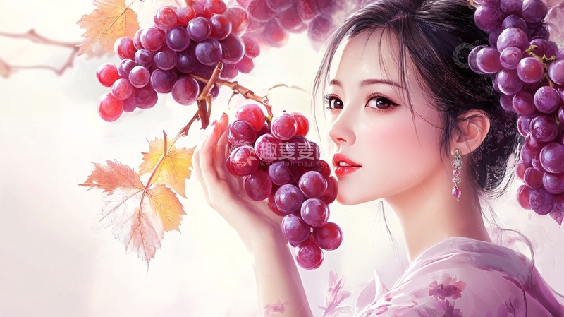 高清大图下载【趣麦麦图】晴王葡萄插画2