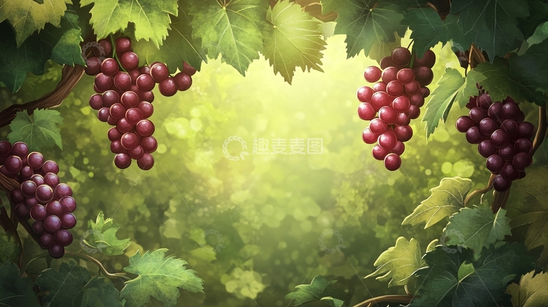 高清大图下载【趣麦麦图】葡萄暖色背景墙1