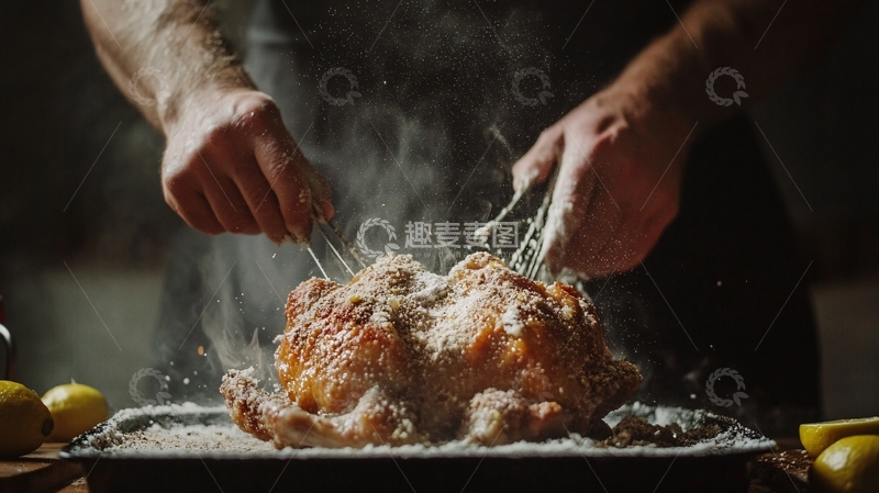 高清大图下载【趣麦麦图】制作烤鸡