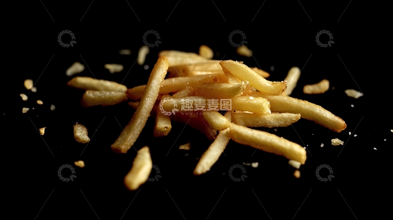 高清大图下载【趣麦麦图】黑色背景美味薯条