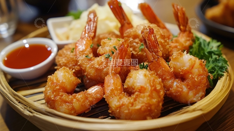 高清大图下载【趣麦麦图】竹篓酥虾