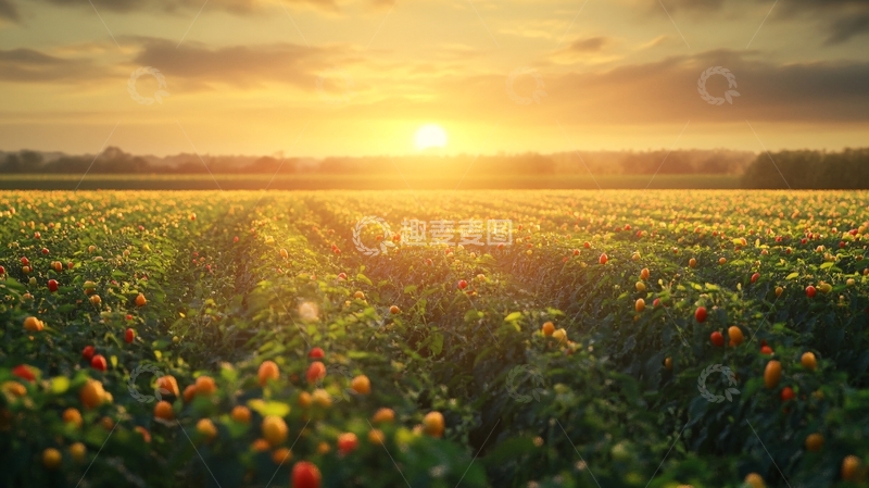 高清大图下载【趣麦麦图】唯美夕阳花海