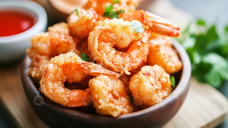 高清大图下载【趣麦麦图】虾蛄海鲜软炸虾仁