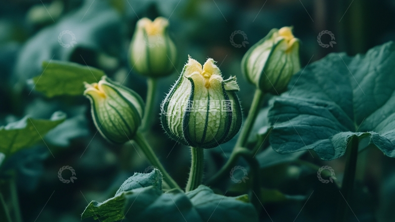 高清大图下载【趣麦麦图】瓜秧上的金瓜