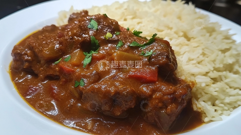 高清大图下载【趣麦麦图】番茄牛腩配米饭
