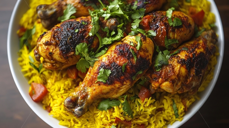 高清大图下载【趣麦麦图】烤鸡配阿拉伯米饭1