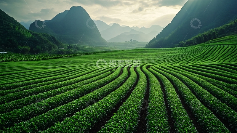 高清大图下载【趣麦麦图】超广角茶田图1