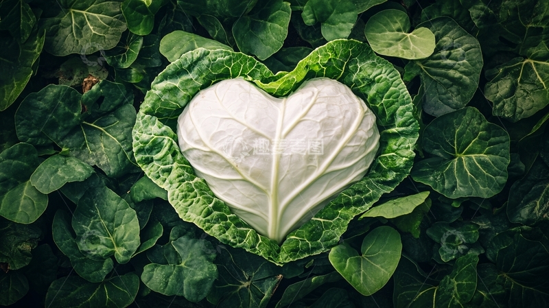 高清大图下载【趣麦麦图】心型绿叶纹理