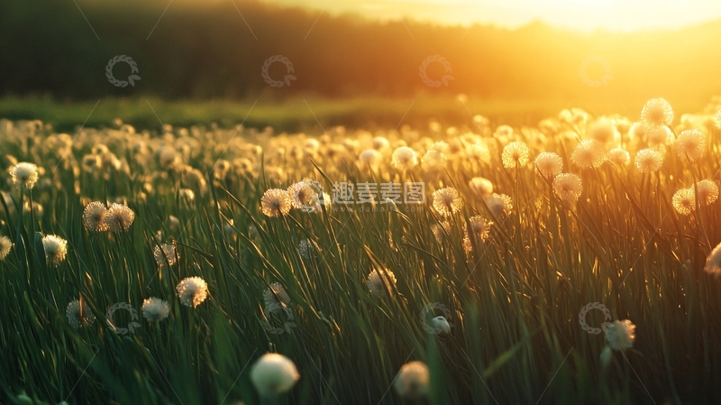 高清大图下载【趣麦麦图】夕阳下的小白花