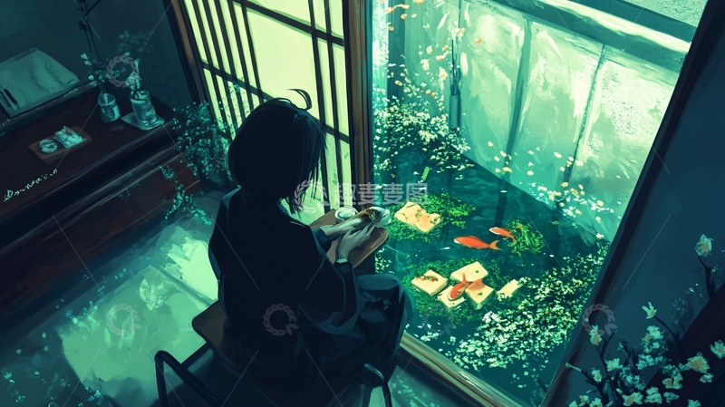 高清大图下载【趣麦麦图】鱼与少女