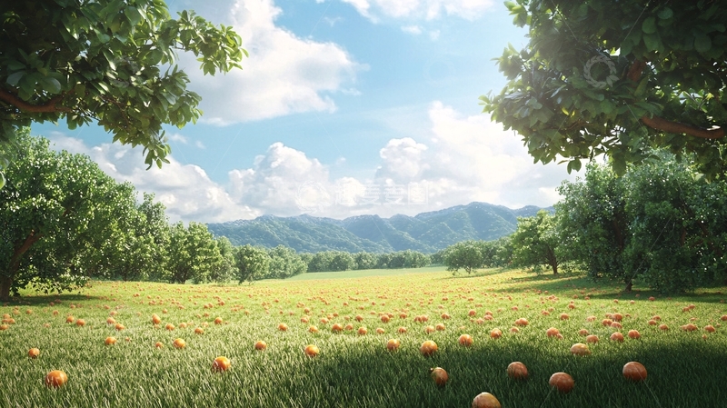 高清大图下载【趣麦麦图】果园全景图