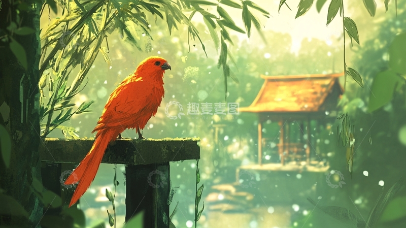 高清大图下载【趣麦麦图】朱鹮插画