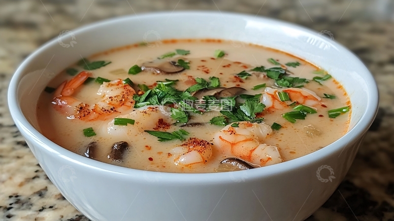 高清大图下载【趣麦麦图】椰汤虾蘑