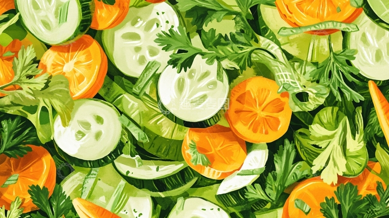 高清大图下载【趣麦麦图】新中蔬果食材插画