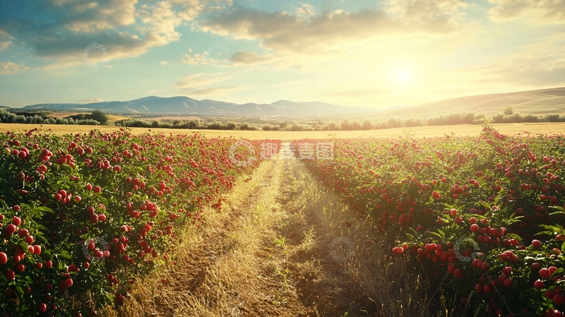 高清大图下载【趣麦麦图】唯美夕阳花海2