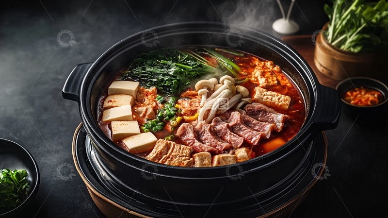 高清大图下载【趣麦麦图】年糕肥牛锅