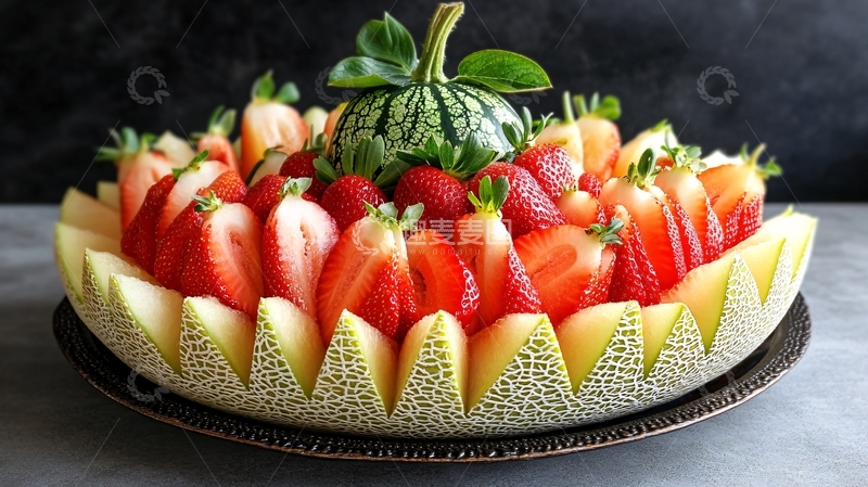 高清大图下载【趣麦麦图】-水果组合西瓜果盘