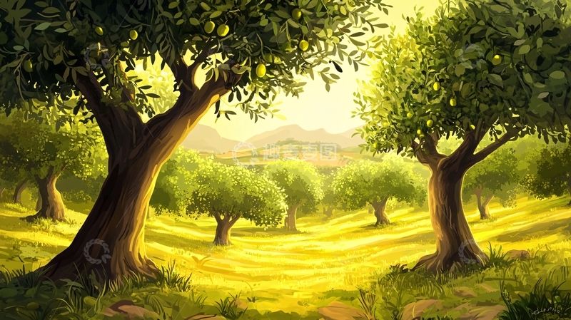 高清大图下载【趣麦麦图】枣林插画