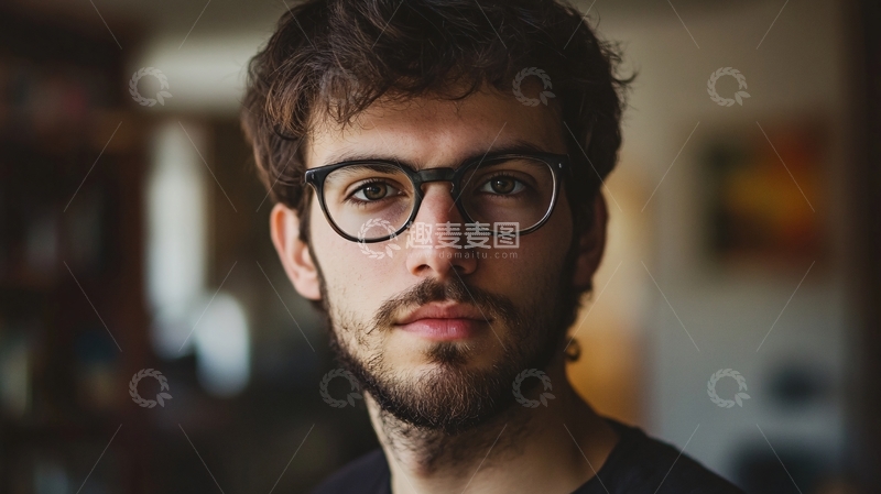 高清大图下载【趣麦麦图】戴眼镜白人青年1