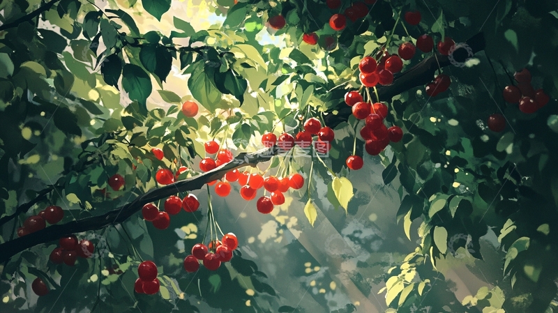 高清大图下载【趣麦麦图】枸杞林插画1