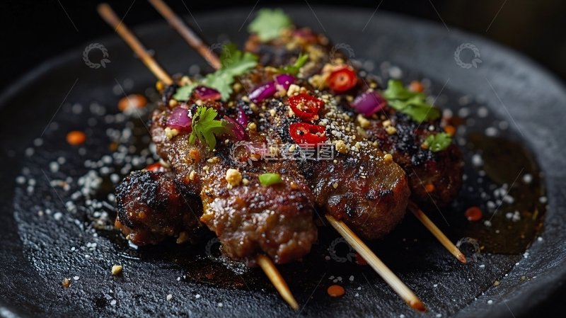 高清大图下载【趣麦麦图】香料面粉炸羊肉串