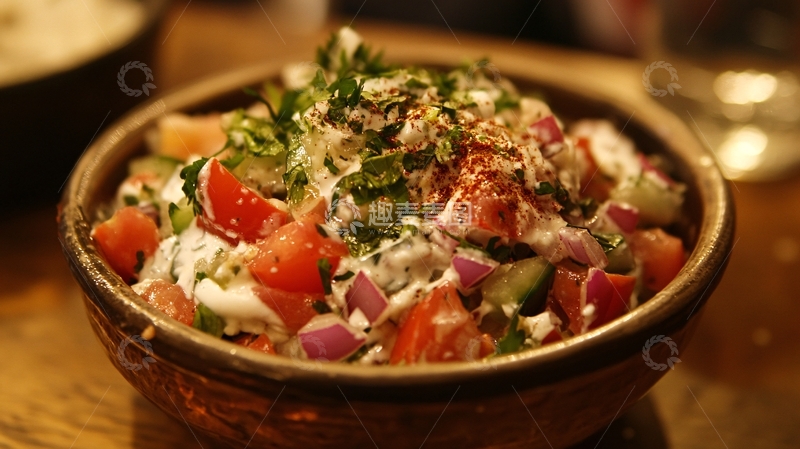 高清大图下载【趣麦麦图】黄瓜番茄洋葱酸奶沙拉