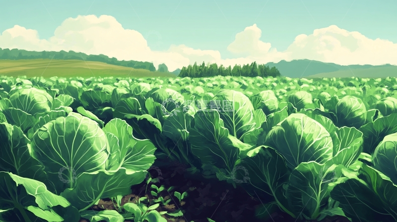 高清大图下载【趣麦麦图】原野田野中包菜田1