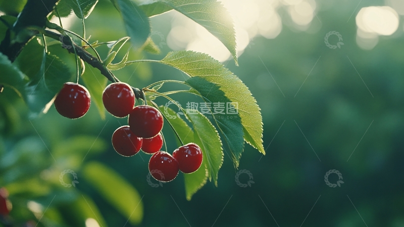 高清大图下载【趣麦麦图】树上成熟的诱人樱桃4