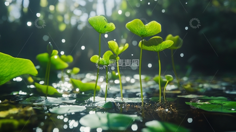 高清大图下载【趣麦麦图】唯美铜钱草意境图