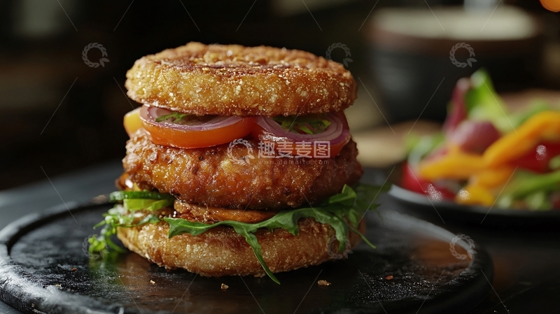 高清大图下载【趣麦麦图】自制素食汉堡