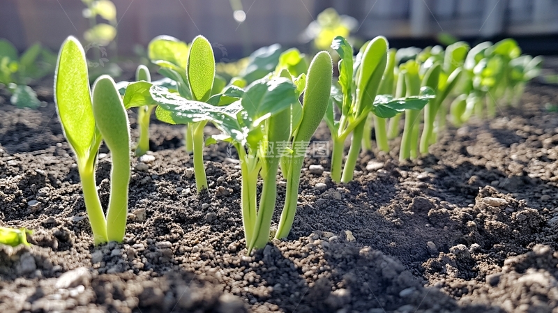高清大图下载【趣麦麦图】刚破土的鸡毛菜嫩芽