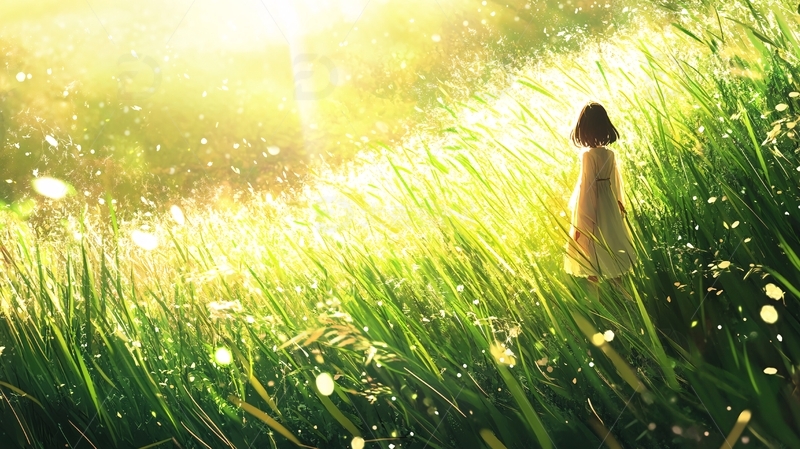 高清大图下载【趣麦麦图】春之风影治愈系小插画1