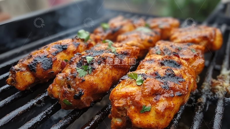 高清大图下载【趣麦麦图】炭烤烤肉烤鸡中翅2