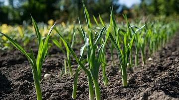 田野里生长的蒜苗