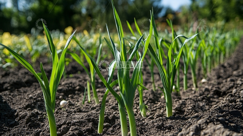 高清大图下载【趣麦麦图】田野里生长的蒜苗