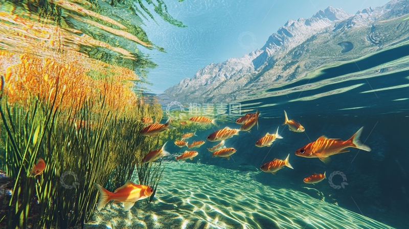 高清大图下载【趣麦麦图】3d鱼群