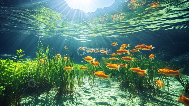 高清大图下载【趣麦麦图】-水下的阳光1