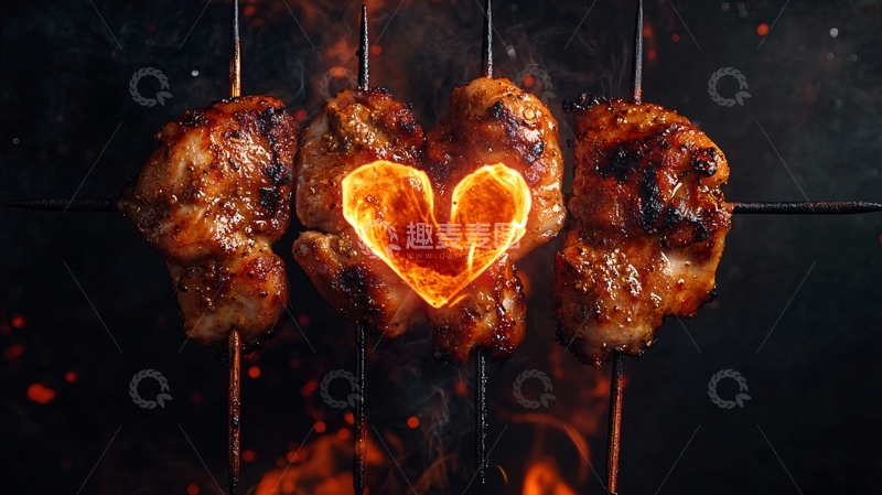 高清大图下载【趣麦麦图】烧烤烧烤季烤串烤鸡心3