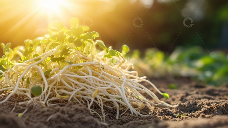 高清大图下载【趣麦麦图】芽苗菜根系特写5