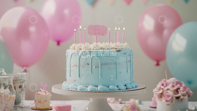 高清大图下载【趣麦麦图】蓝色生日场景2