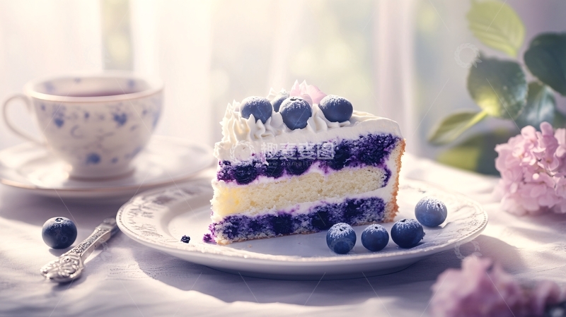 高清大图下载【趣麦麦图】蓝莓蛋糕插画图1