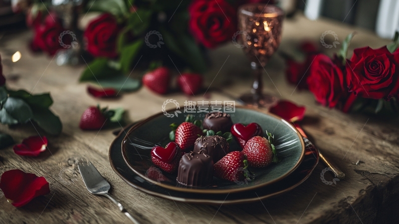 高清大图下载【趣麦麦图】红颜巧克力草莓