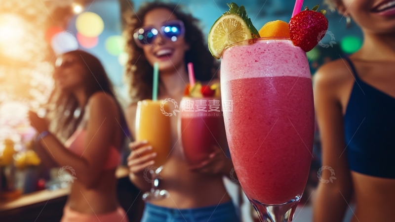 高清大图下载【趣麦麦图】彩色鸡尾酒青年聚会