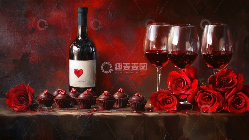 高清大图下载【趣麦麦图】葡萄酒与浪漫