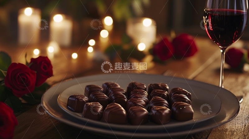 高清大图下载【趣麦麦图】葡萄酒与巧克力