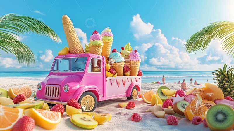高清大图下载【趣麦麦图】流动冰激凌车