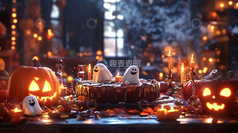 高清大图下载【趣麦麦图】万圣节南瓜派装饰