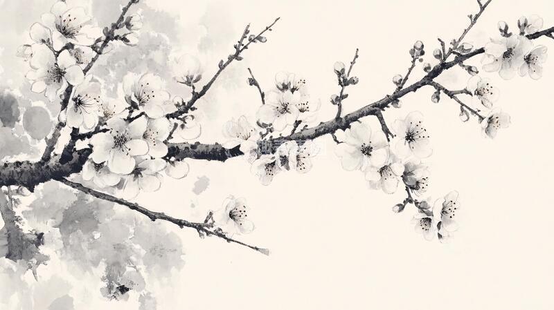 高清大图下载【趣麦麦图】水墨梅花壁纸1
