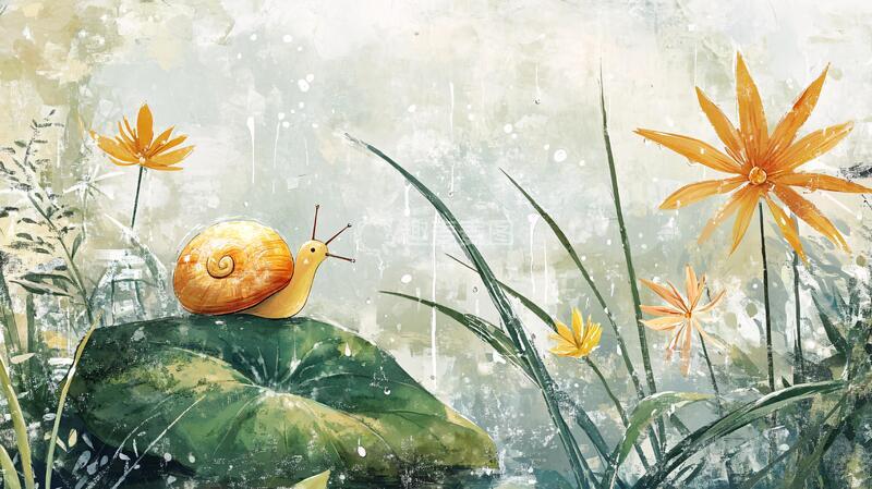高清大图下载【趣麦麦图】插画蜗牛插画蜗牛手绘